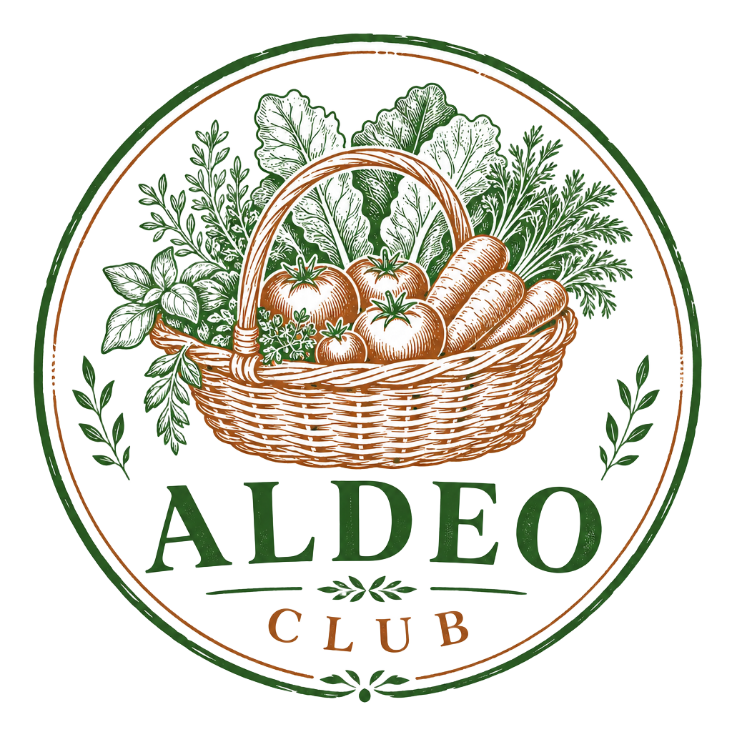 Aldeo Club — selo rústico com cesto de legumes da horta